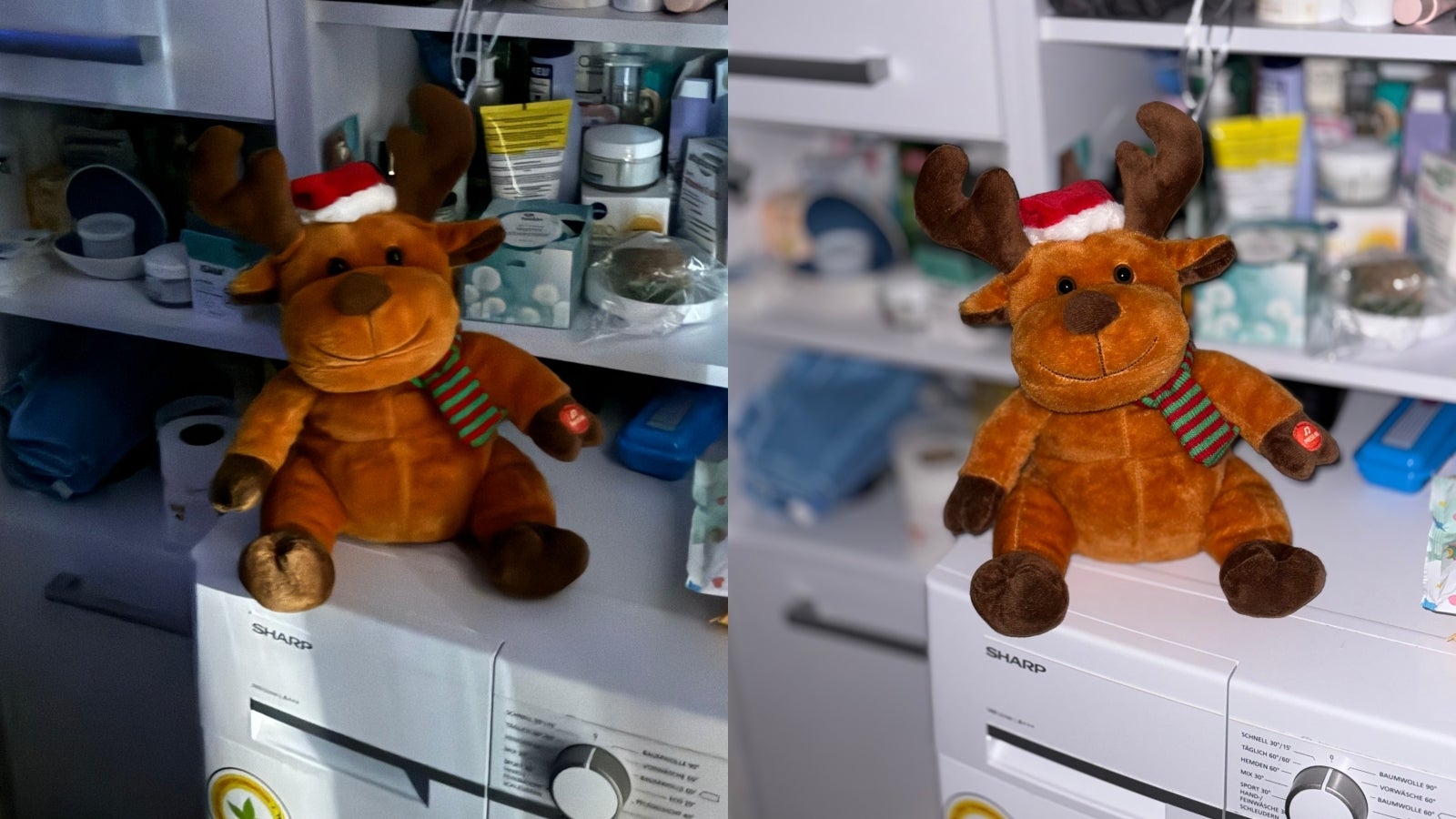 iPhone 15 Pro Max 2x Night mode photo (left) vs 2x flash photo (right). Turning on the flash lets you use Portrait mode to blur out your messy bathroom while getting a far Sharp-er picture. - These new iPhone camera tricks will change the way you take photos and videos forever!