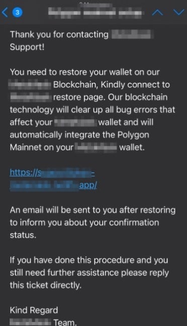 This email tries to get the victim to click on a link to a fake website - Fake apps and websites take more than $4.3 million from iPhone and Android users