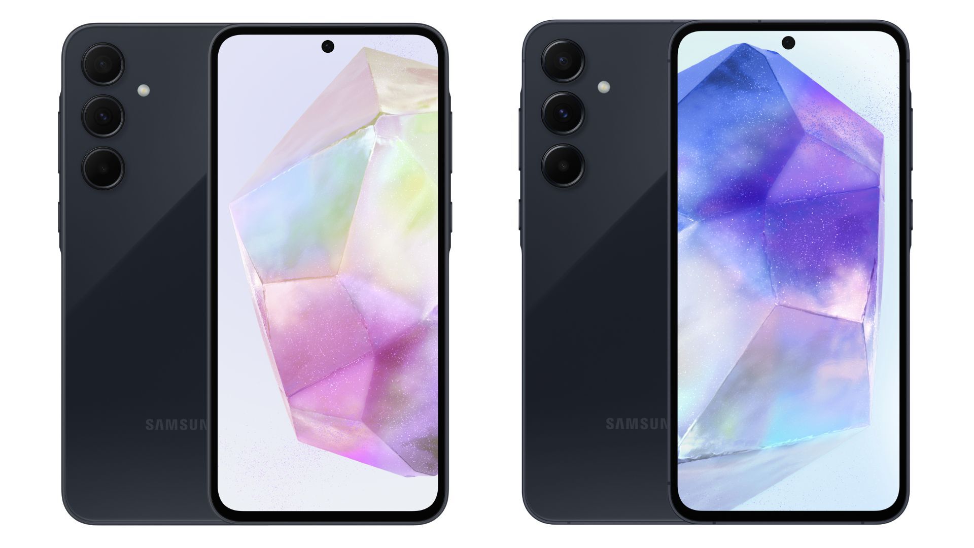 Galaxy A35 5G on the left next to the Galaxy A55 5G on the right in Navy (Image Credit&amp;ndash;Samsung) - Samsung unveils Galaxy A55 5G and A35 5G: Security and stylish design on a budget