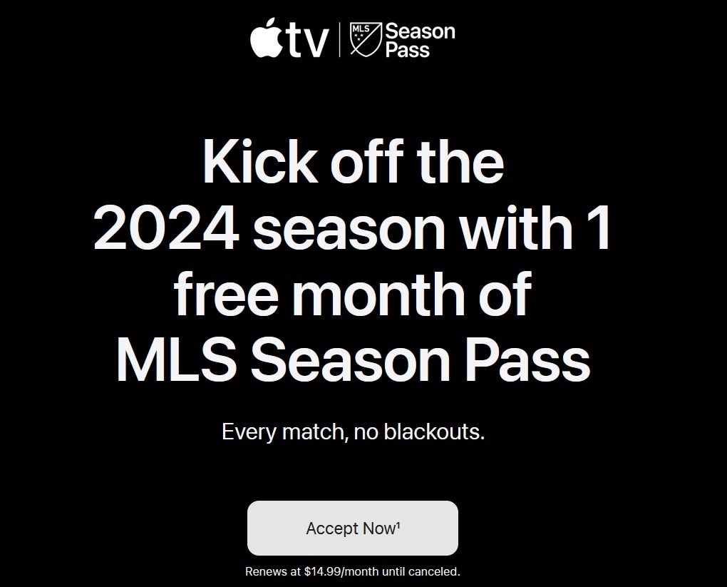 Apple is offering one free month of its MLS Season Pass service to former subscribers - It's a Messi: Apple offers a one month free trial of MLS Season Pass to the wrong iPhone/iPad users