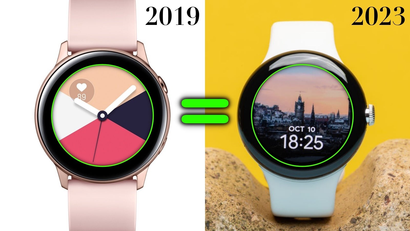 Meu Pixel Watch 2 2023 tem o mesmo tamanho de moldura do Galaxy Watch Active 2019, e isso... não é legal. - Pixel Watch 3: Google quer que eu faça a “transição” para a pessoa (smartwatch) que me recuso a ser!
