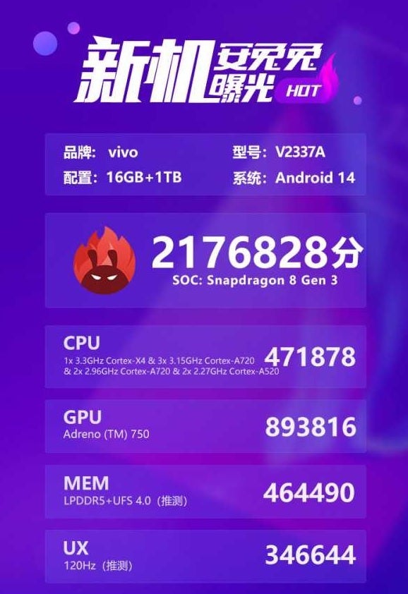 The Vivo X Fold 3 Pro foldable scores a spectacular AnTuTu benchmark score - The top scoring Android phone on AnTuTu is a foldable that will be introduced shortly