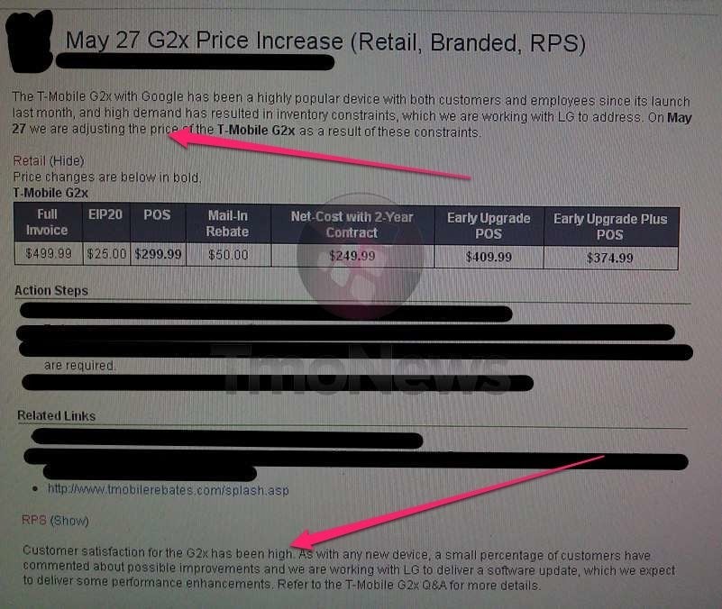Starting last Friday, T-Mobile has raised the price of the G2x by $50 in order to keep units in stock - T-Mobile G2x price raised $50 in an effort to curtail shortages of the device