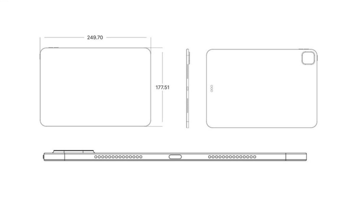 Desenho CAD do iPad Pro de 11 polegadas (2024) - Novas linhas iPad Pro (2024) e iPad Air (2024) serão lançadas em 26 de março, afirma relatório