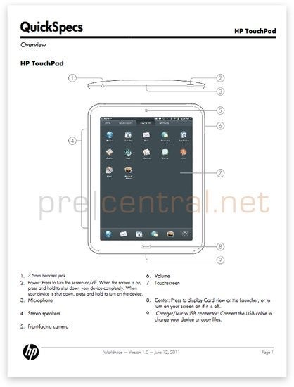 Image courtesy of PreCentral - HP TouchPad gets a nearly official release date: June 12th