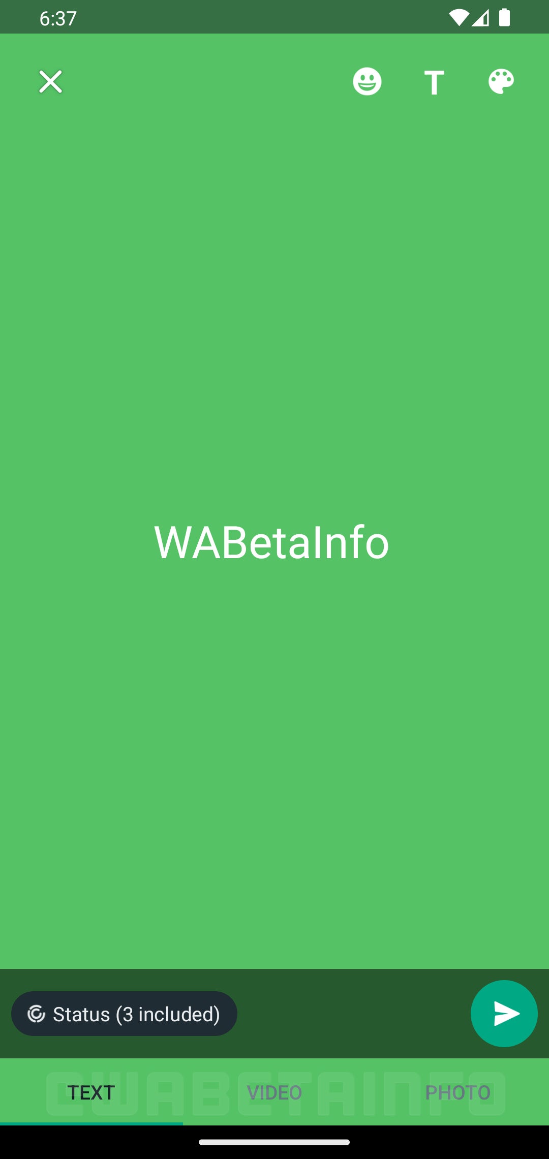 Crédito da imagem – WABetaInfo - O WhatsApp está testando uma nova interface para compartilhar facilmente atualizações de status baseadas em texto