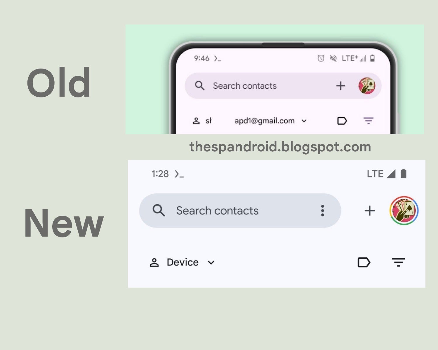 Google tests a more compact search bar in its native Contacts app