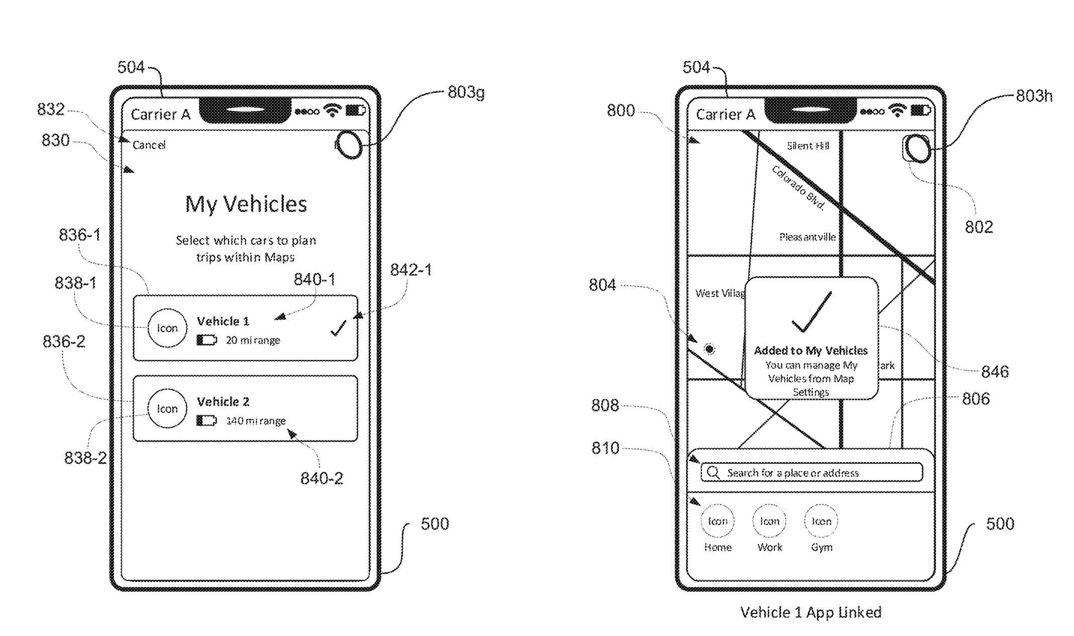 A patent application from Apple shows Apple Maps offering different routes based on the necessity of having to stop for gas - Patent application reveals possible new Apple Maps features