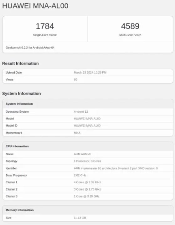 Geekbench results for the Huawei P70 Art - Huawei might shock the world again as a new Kirin chip will power the P70 Art flagship model