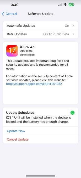 La dernière version d'iOS était iOS 17.4.1 abandonnée par Apple le 21 mars - iOS 17.5 bêta 1 arrive très bientôt, peut-être dès cette semaine