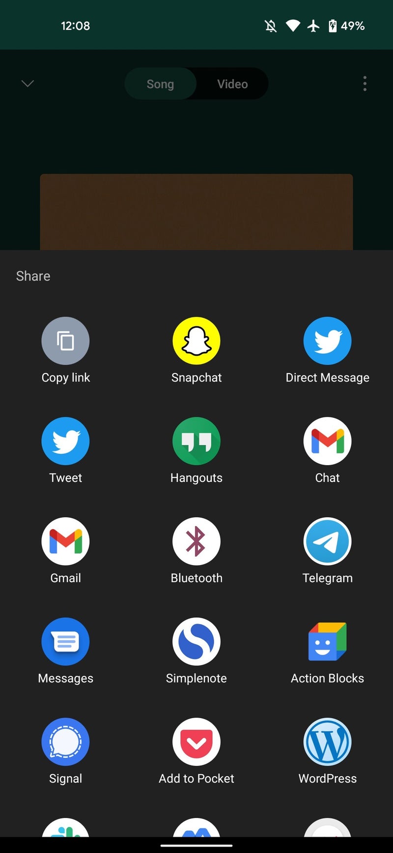 YouTube Music share sheet before (Image Credit–9to5Google)