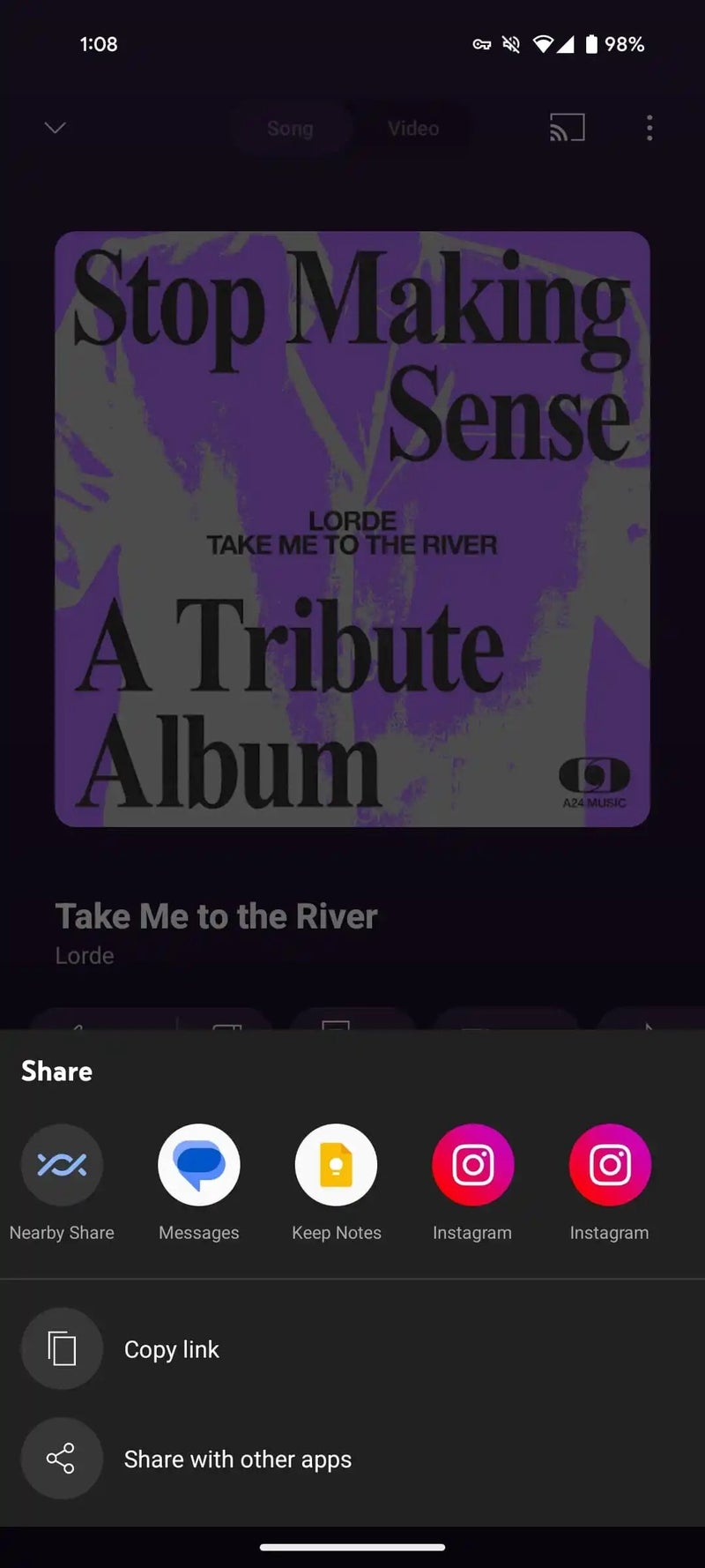 YouTube Music share sheet after (Image Credit–9to5Google)