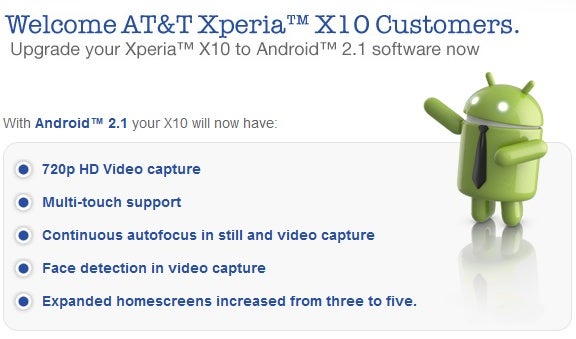 Some of the features coming with the update - AT&amp;T&#039;s Xperia X10 goes back to the future, getting updated to Android 2.1