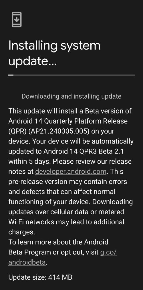 Google is rolling out Android 14 QPR3 Beta 2.1 with several Pixel bugfixes