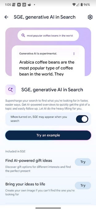 Testing SGE search on the Google app - Eventually you might have to pay for certain search results from Google