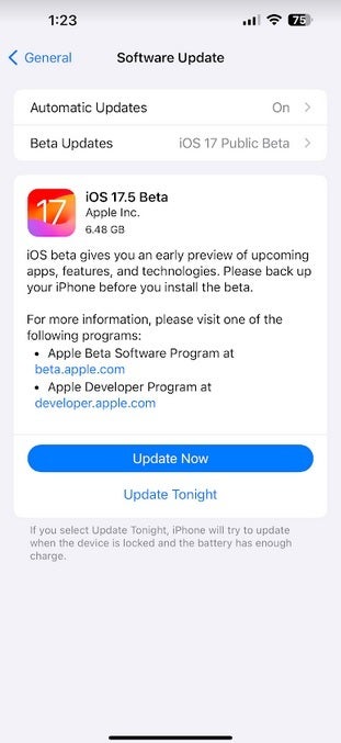 The public version  of iOS 17.5 beta 1 is released by Apple - Apple releases the public version of iOS 17.5 beta 1 for compatible iPhone models