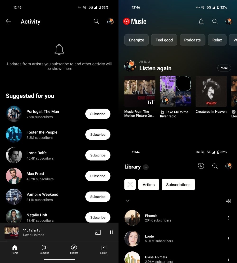 YouTube Music's mobile apps now have an activity notifications feed