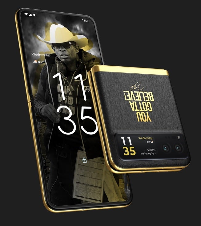 The Coach Prime edition of the Motorola Razr coming to Boost Mobile on April 19th - Boost Mobile and Deion Sanders are offering a special edition Razr at a Hall-of-Fame price