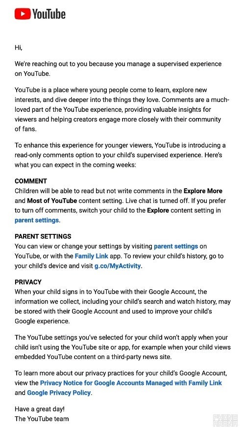 YouTube annonce "Lecture seulement" commentaires pour les jeunes téléspectateurs dans les comptes supervisés