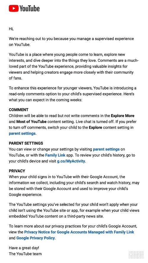 YouTube announces &quot;Read-Only&quot; comments for young viewers in supervised accounts