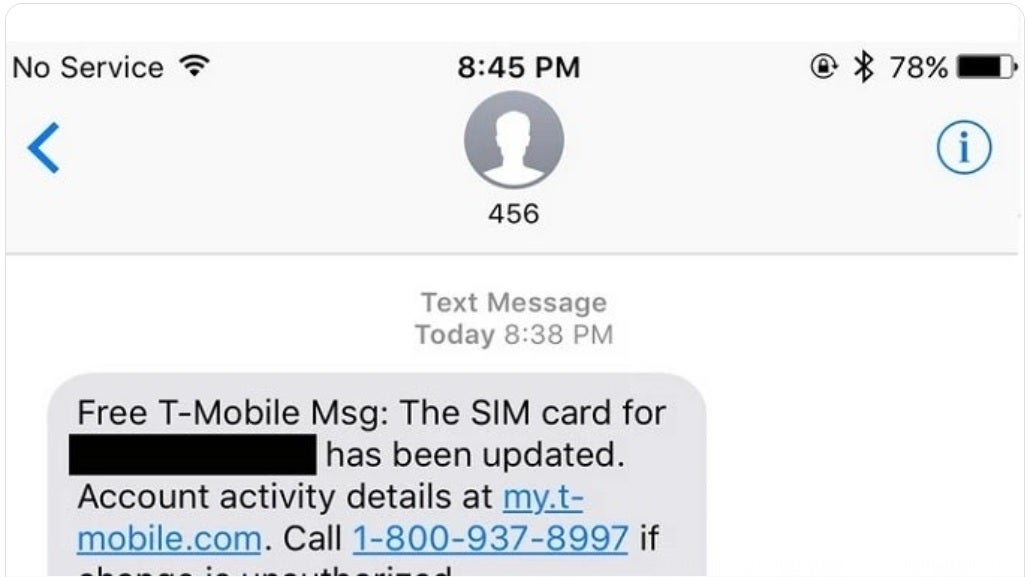 If you ever get a text like this, contact your wireless provider immediately - T-Mobile issues unsatisfying statement about employees receiving SIM swap offers