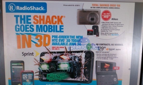 This flyer says in plain English that Radio shack will launch the HTC EVO 3D on June 24th - Radio Shack to launch the HTC EVO 3D on June 24th says flyer