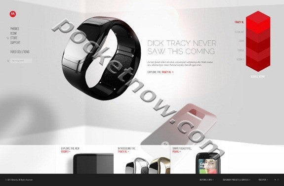 Motorola Tracy XL - Web site re-design accidentally reveals 4 new Motorola devices including the Tracy XL watch