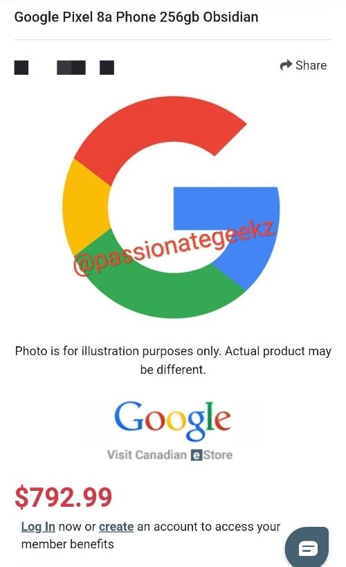 pixel 8a leaked CAD pricing 256gb