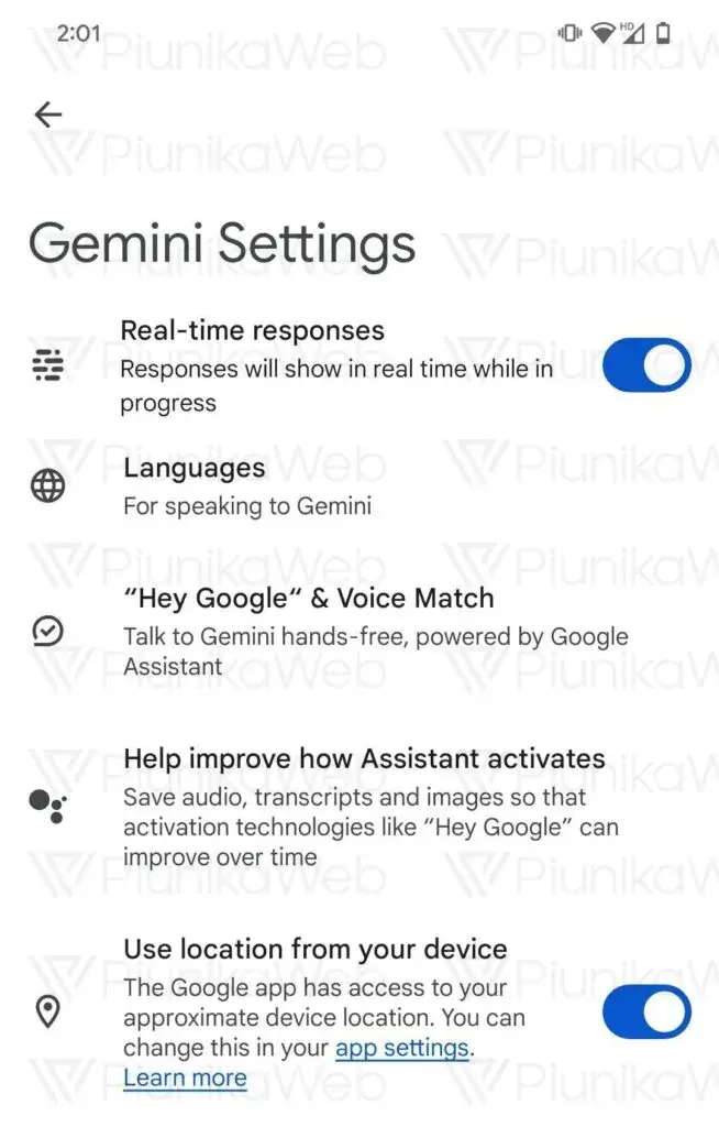 O aplicativo Android do Gemini receberá respostas em tempo real