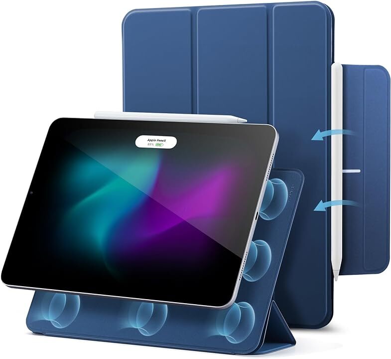 Capa ESR para iPad Air 12.9 2024 em azul (Crédito da imagem –ESR) – Fabricante de capa já oferece opções para o suposto iPad Air de 12,9 polegadas da Apple na Amazon