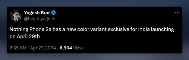 Nothing Phone 2a could be getting a new color edition next week