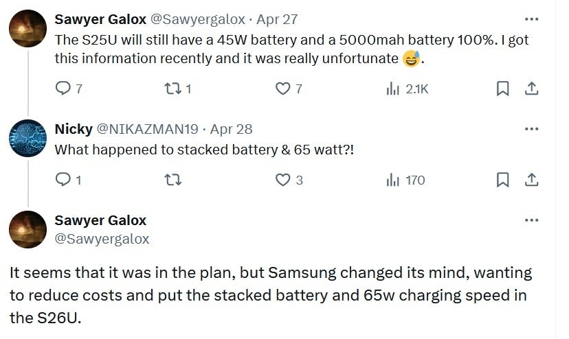 Samsung, cherchant à réduire ses coûts, prévoit de conserver la batterie de 5 000 mAh du Galaxy S25 Ultra avec une charge rapide de 45 W. Pour réduire les coûts, Samsung retarderait les améliorations de la batterie du Galaxy S25 Ultra.
