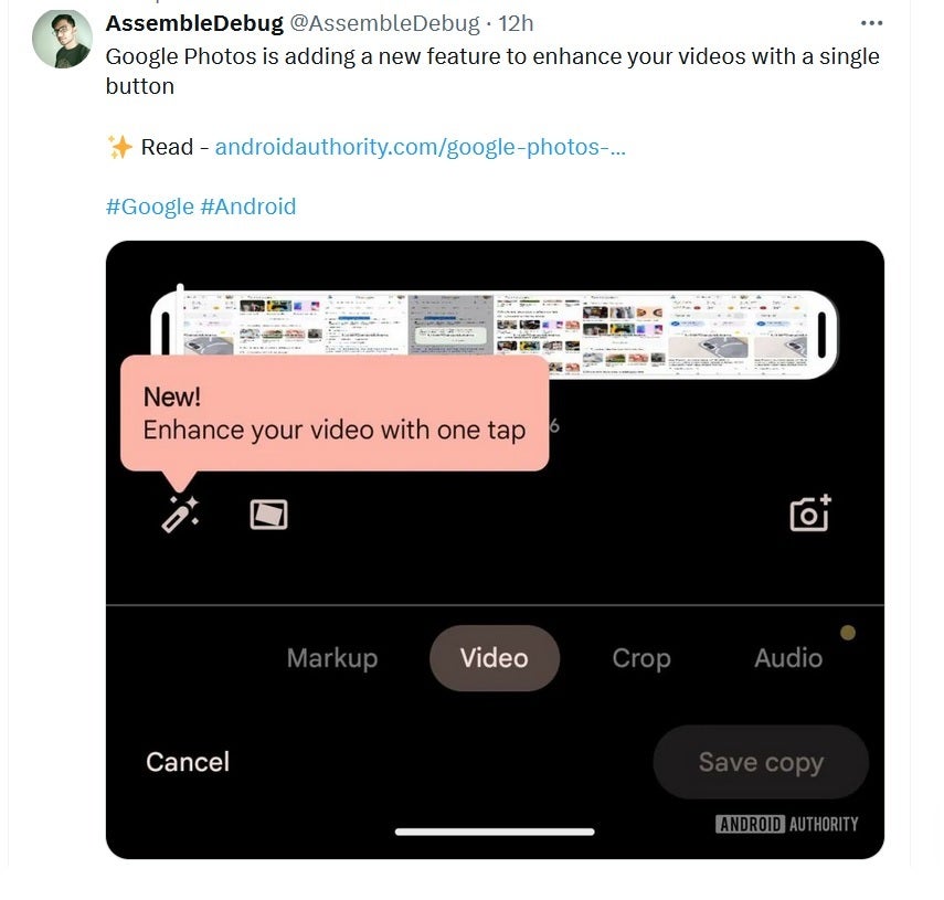 A one-tap video enhance feature is coming to Google Photos - The Android version of Google Photos could soon enhance your videos with a single tap