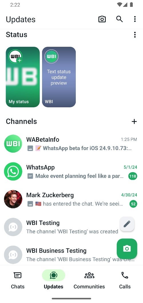 WhatsApp's new status update tray with previews is rolling out more widely in beta