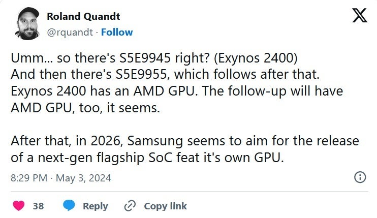 Leaker Quandt diz que a Samsung usará sua própria GPU no Exynos 2600 SoC – Tchau, AMD?  Samsung supostamente planeja usar GPU interna começando com Exynos 2600 SoC