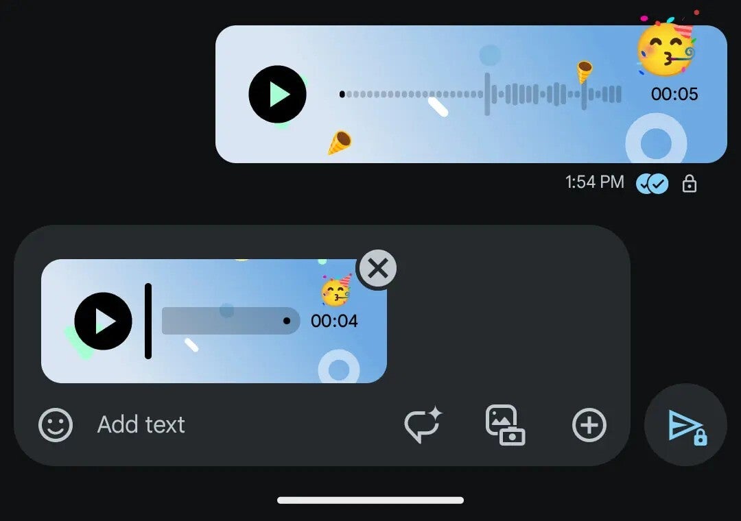 Partying face is just one of the nine Voice Moods you can choose from (Image Credit–9to5Google) - Google Messages will let you add personality to voice recordings