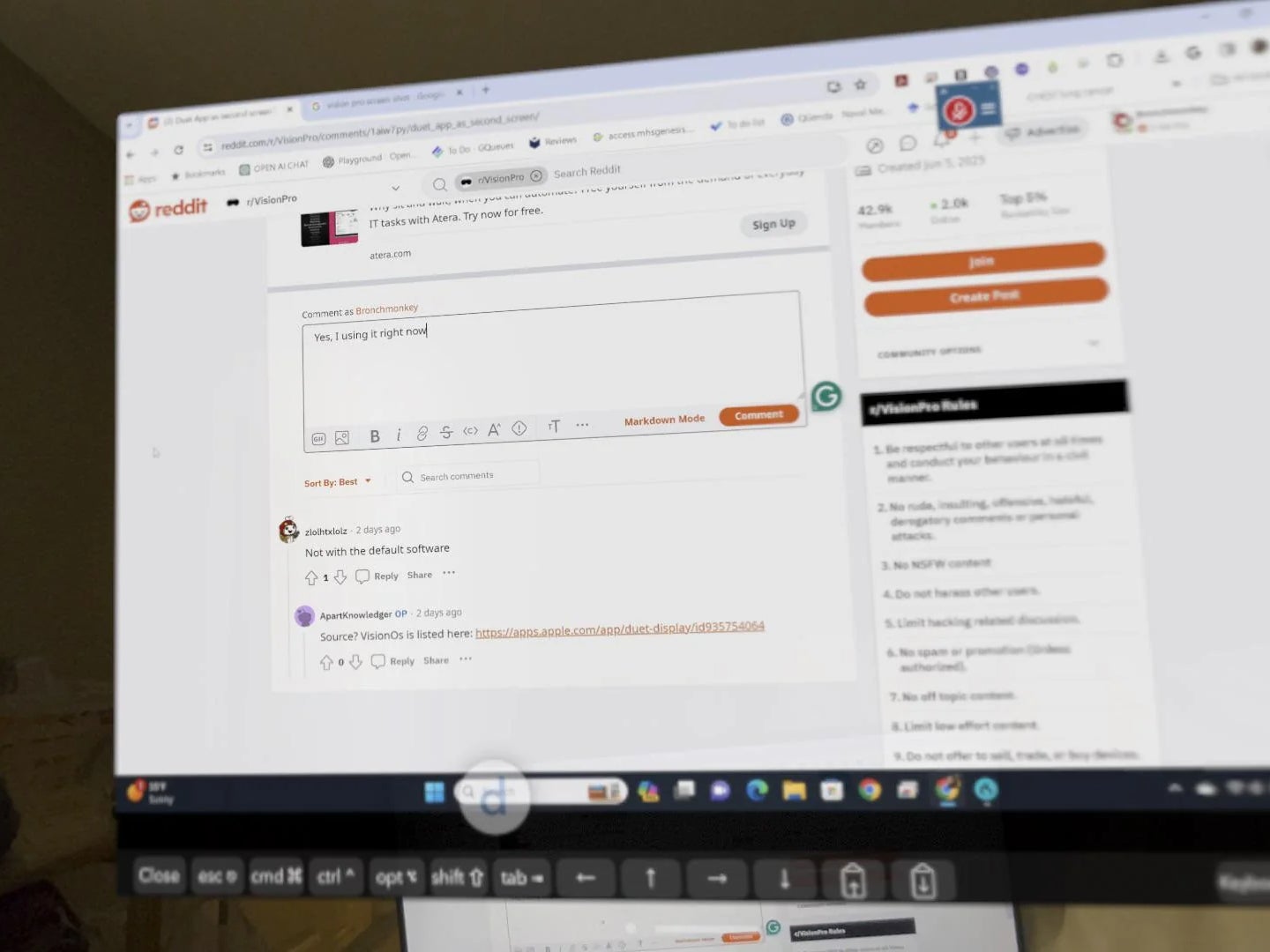 $3500 headset for browsing Reddit. | Image credit — Reddit - Apple Vision Pro gets two popular virtual desktop apps