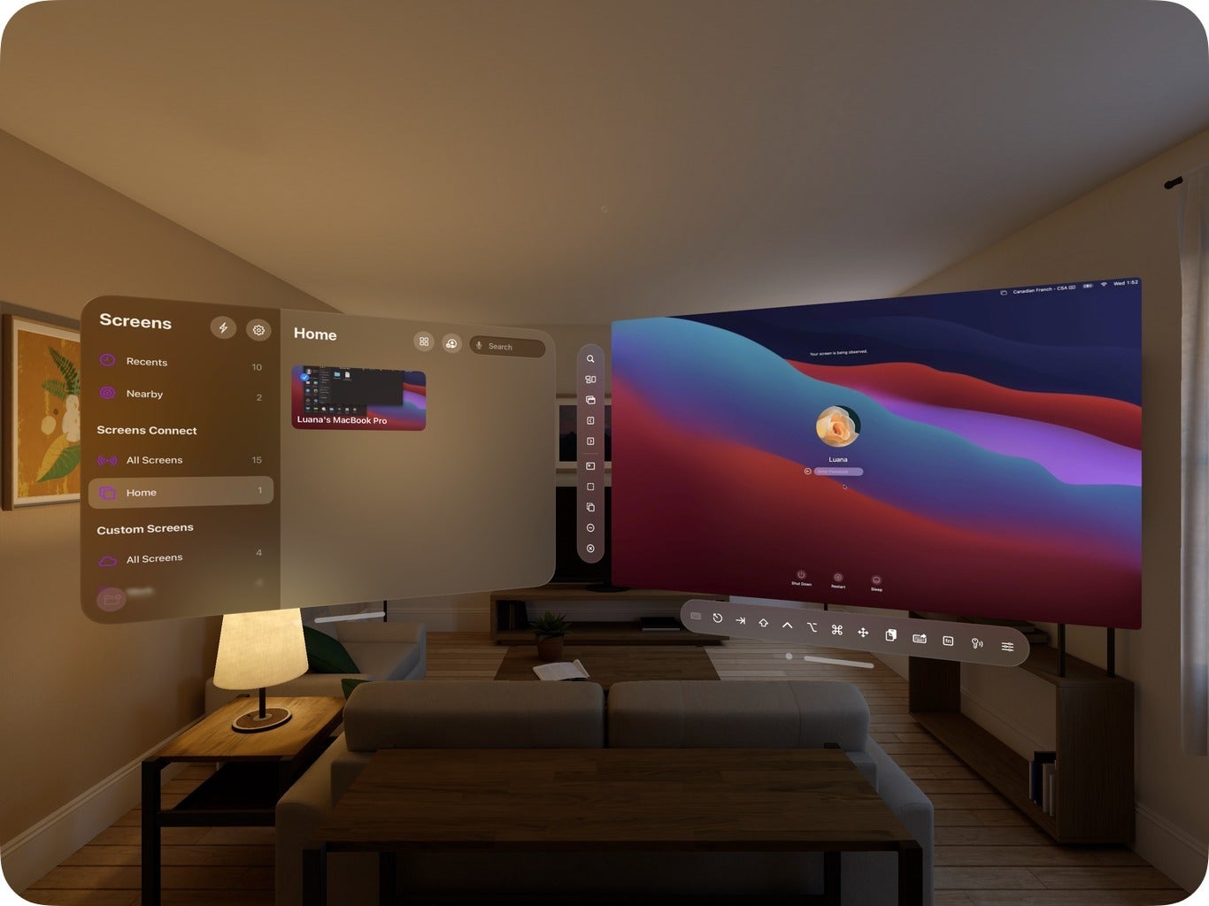 Screens in action on the Vision Pro. | Image credit &amp;mdash; Edovia Inc. - Apple Vision Pro gets two popular virtual desktop apps