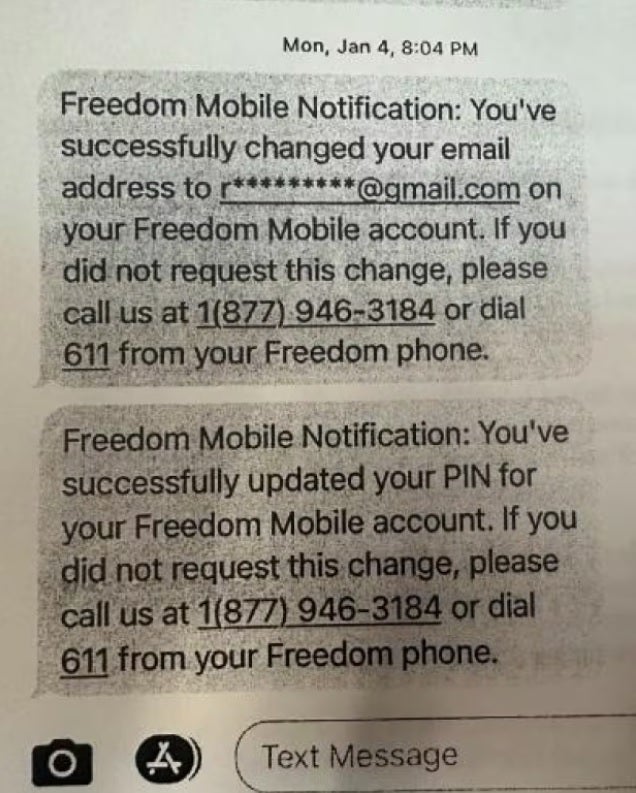 The victim received texts about his email address and PIN before his phone lost service - Court prevents SIM swap victim from suing his carrier over $60K crypto theft