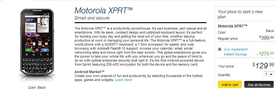 The business-centric Motorola XPRT is now available at Sprint - Motorola XPRT available today at Sprint