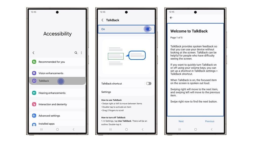 Entenda os recursos do Galaxy que preenchem lacunas de acessibilidade: Relumino, TalkBack e Live Captions