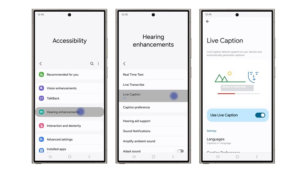 Entenda os recursos do Galaxy que preenchem lacunas de acessibilidade: Relumino, TalkBack e Live Captions