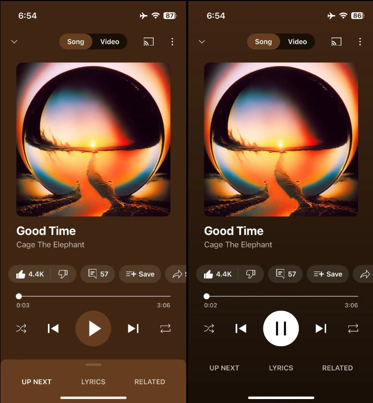 Old design vs. New Design (Credits - 9to5google) - YouTube Music update brings some neat visual improvements to the iPhone app