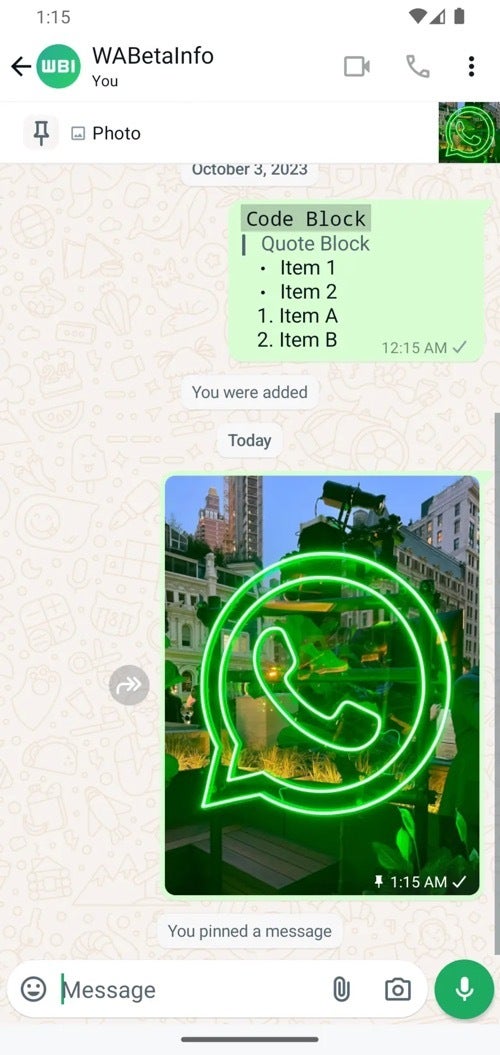 WhatsApp will soon allow you to preview photos and videos within pinned messages