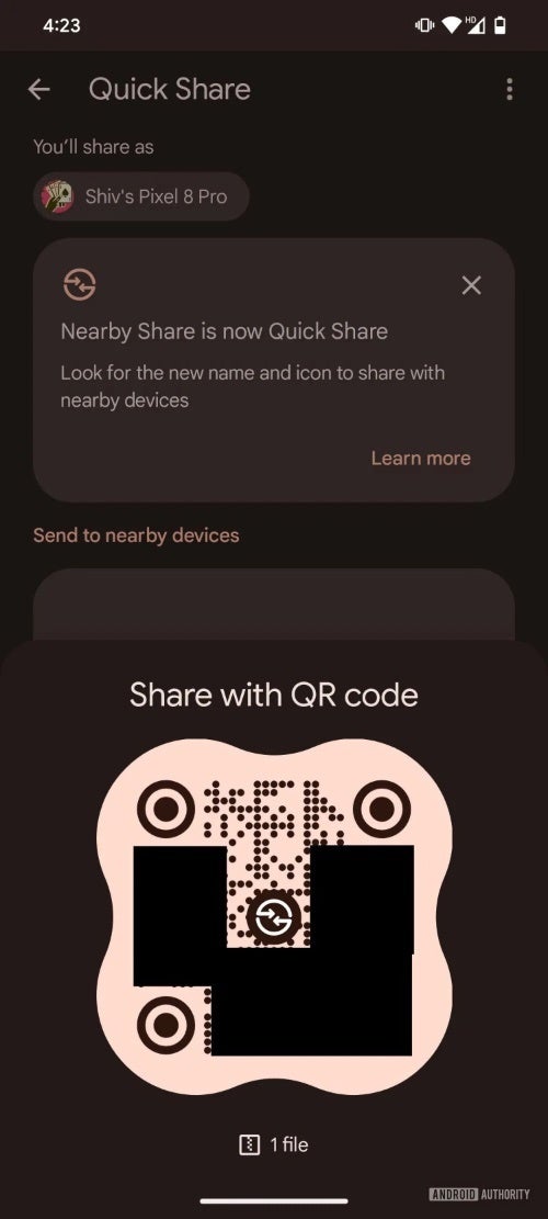 Android's Quick Share could soon get a boost by allowing QR Code file transfers