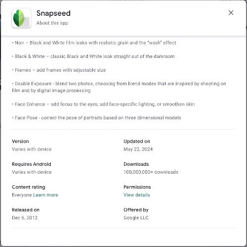 Snapseed for Android continues to live on with a new minor update