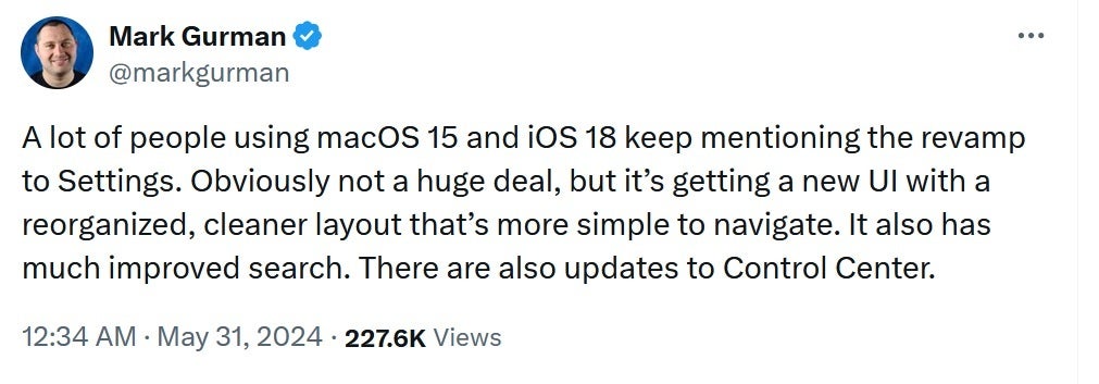 Mark Gurman says that the Settings app could see some changes in iOS 18 - Cleaner layout, easier navigation, improved search coming to updated Settings app in iOS 18