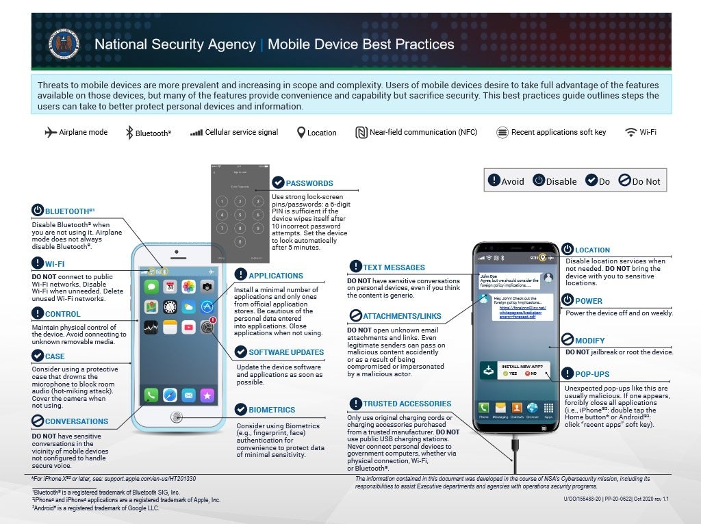 The NSA releases a Best Practices Guide for Mobile Devices - The NSA explains what you can do to better protect your iOS or Android phone