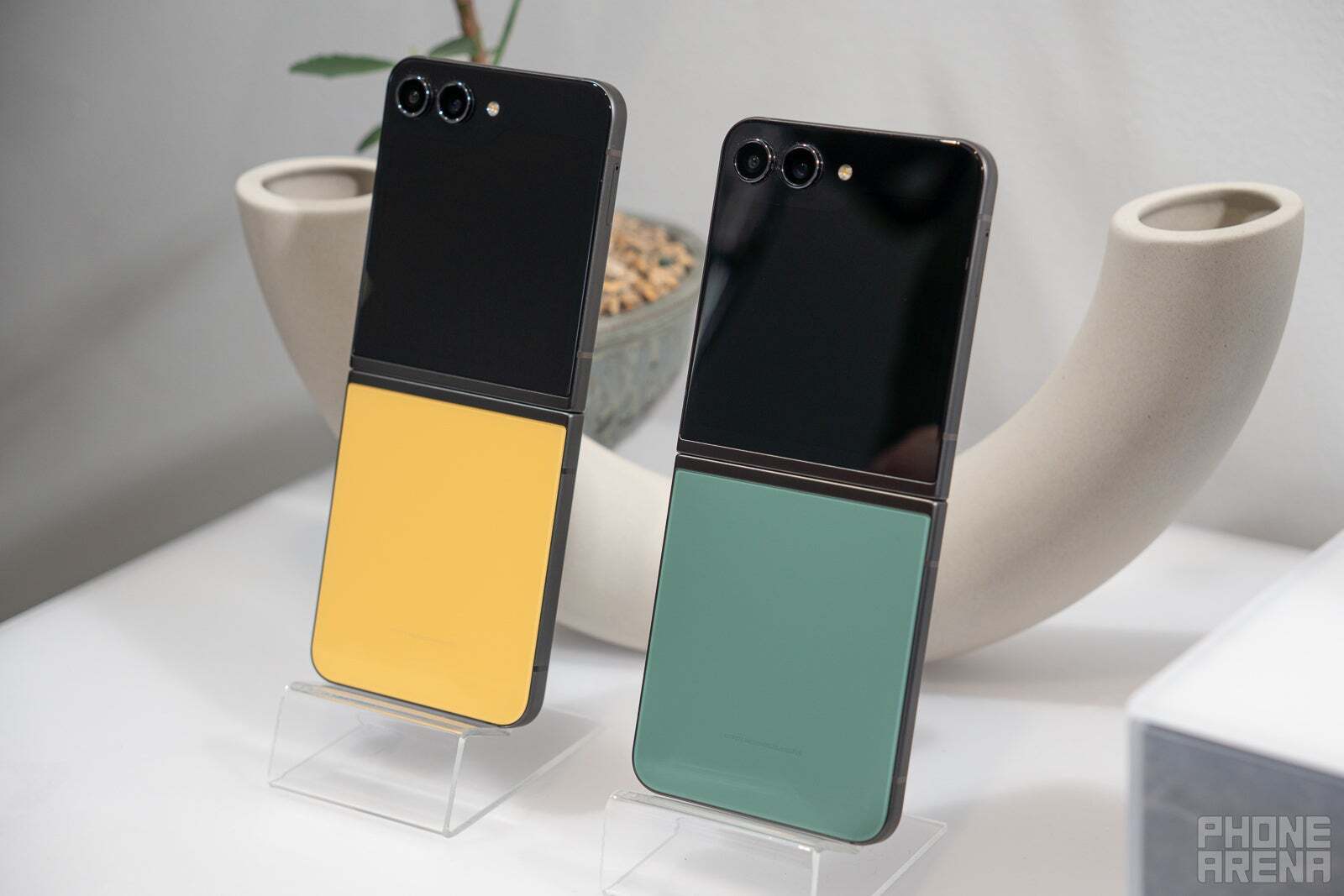 Flip 5 in Yellow and Green (Image Source - PhoneArena) - Galaxy Z Flip 6 colors: all the rumored shades