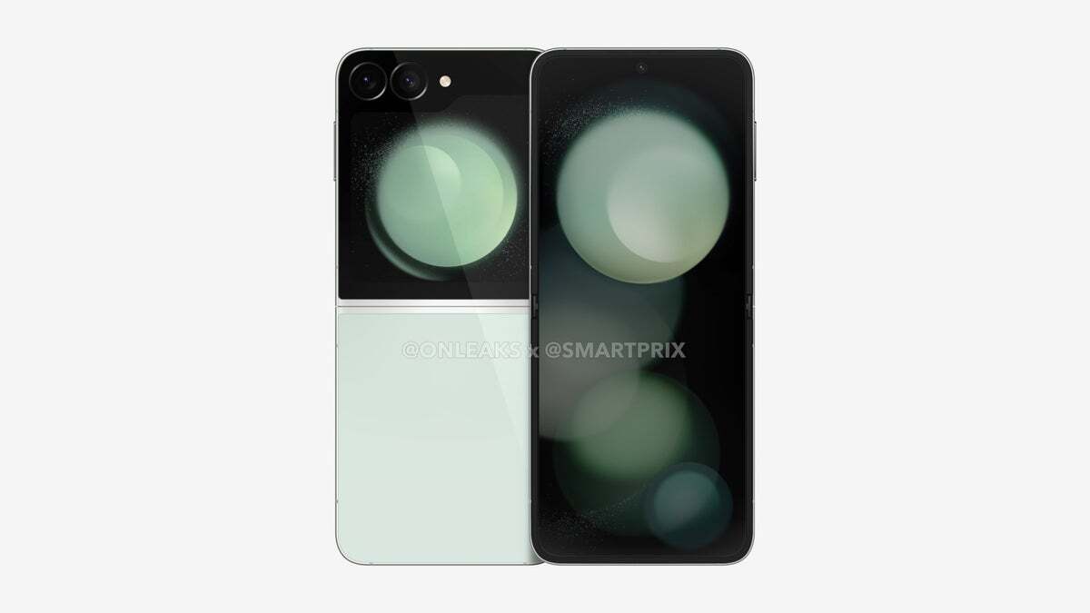 Leaked render of the Flip 6 in Mint (Image Source - OnLeaks and SmartPrix) - Galaxy Z Flip 6 colors: all the rumored shades